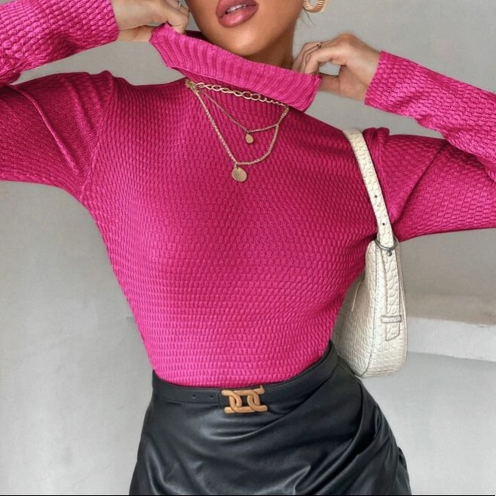 New Solid Textured Turtleneck Sweater NWOT